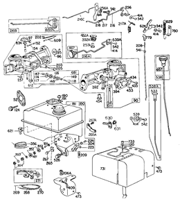 Carburetor,fuel Parts,controls Diagram and Parts List for 100202-0203-XX  Briggs and Stratton Engine